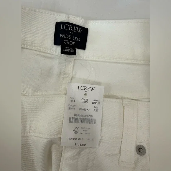 J. Crew White Wide-Leg Crop Jeans - Picture 14 of 14